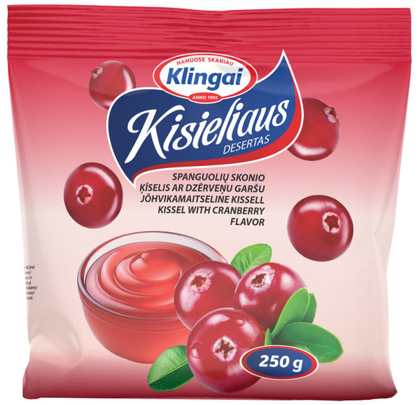 Kisieliaus desertas KLINGAI spanguolių skonio, 250g