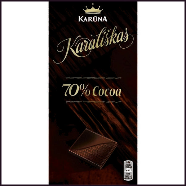 Juodasis šokoladas KARŪNA KARALIŠKAS, 70 %, 100g