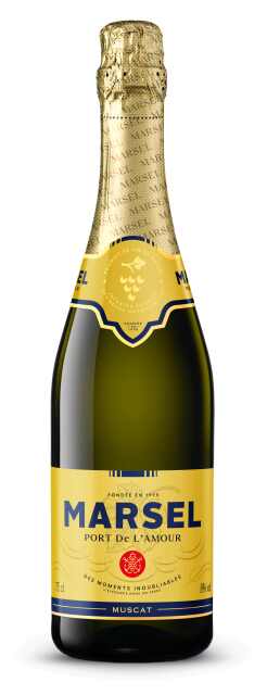 Vyno gėrimas arom. gaz. MARSEL MUSCAT, saldus, 8%, 0,75l