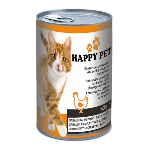 Konserv. kačių ėdalas HAPPY PET su paukštiena, 400g