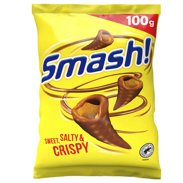 Kukurūzų užkandis SMASH padengtas pieniniu šokoladu, 100g